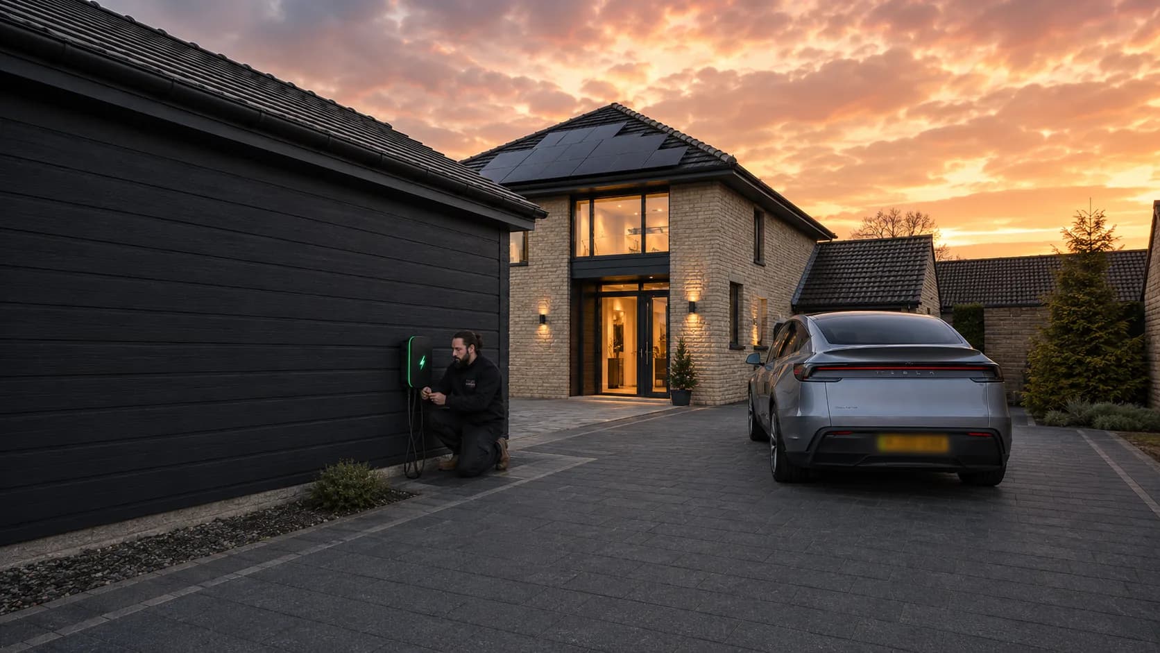 Electric vehicle charger installation at a home